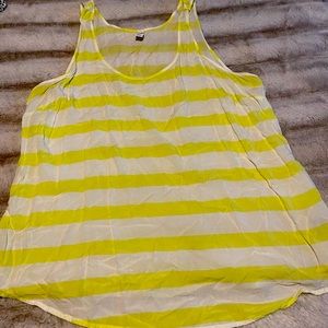 Old Navy white and neon yellow striped tank. Size XXL.
